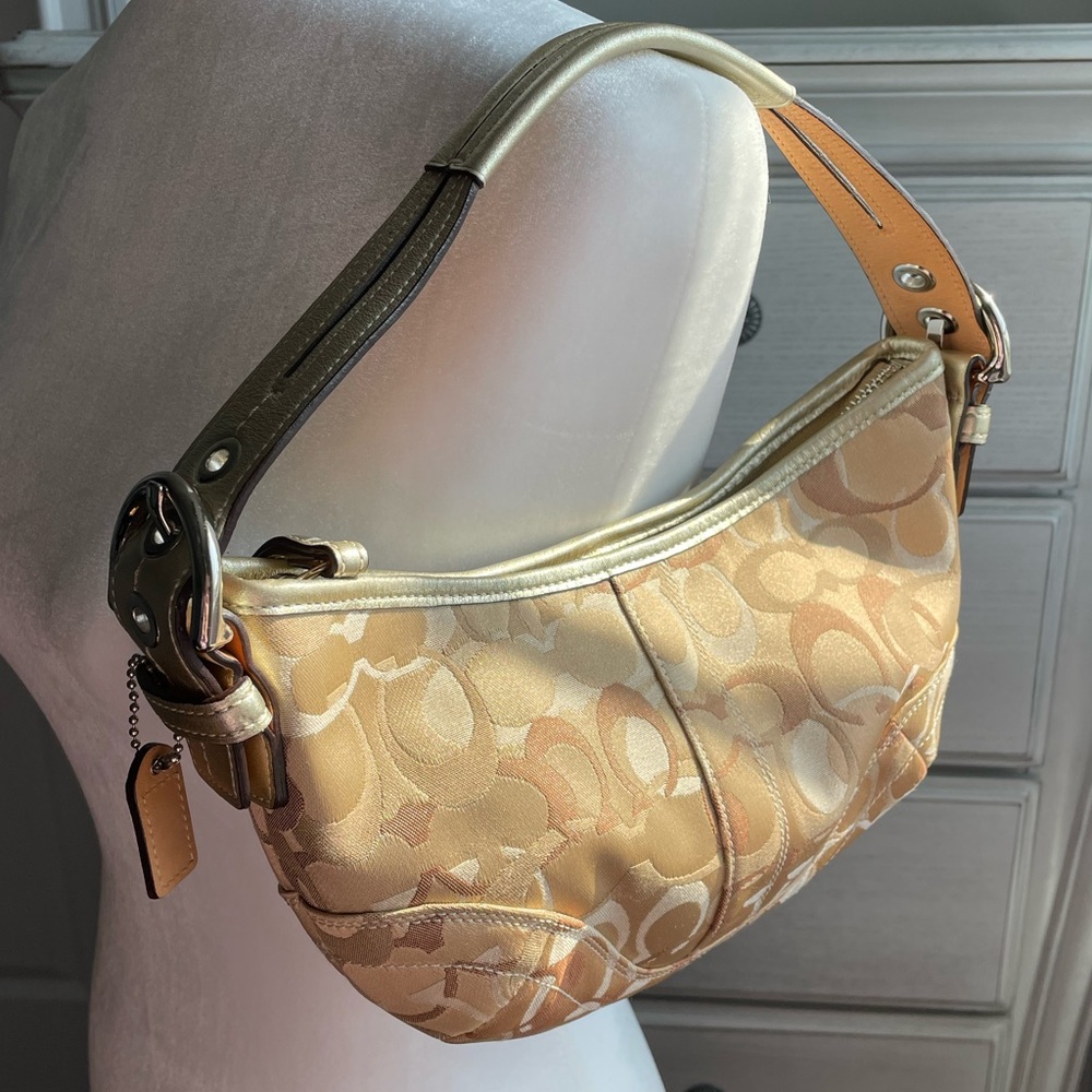 Coach Bag 0495 Y2K Vintage Baguette Purse Gold Tan